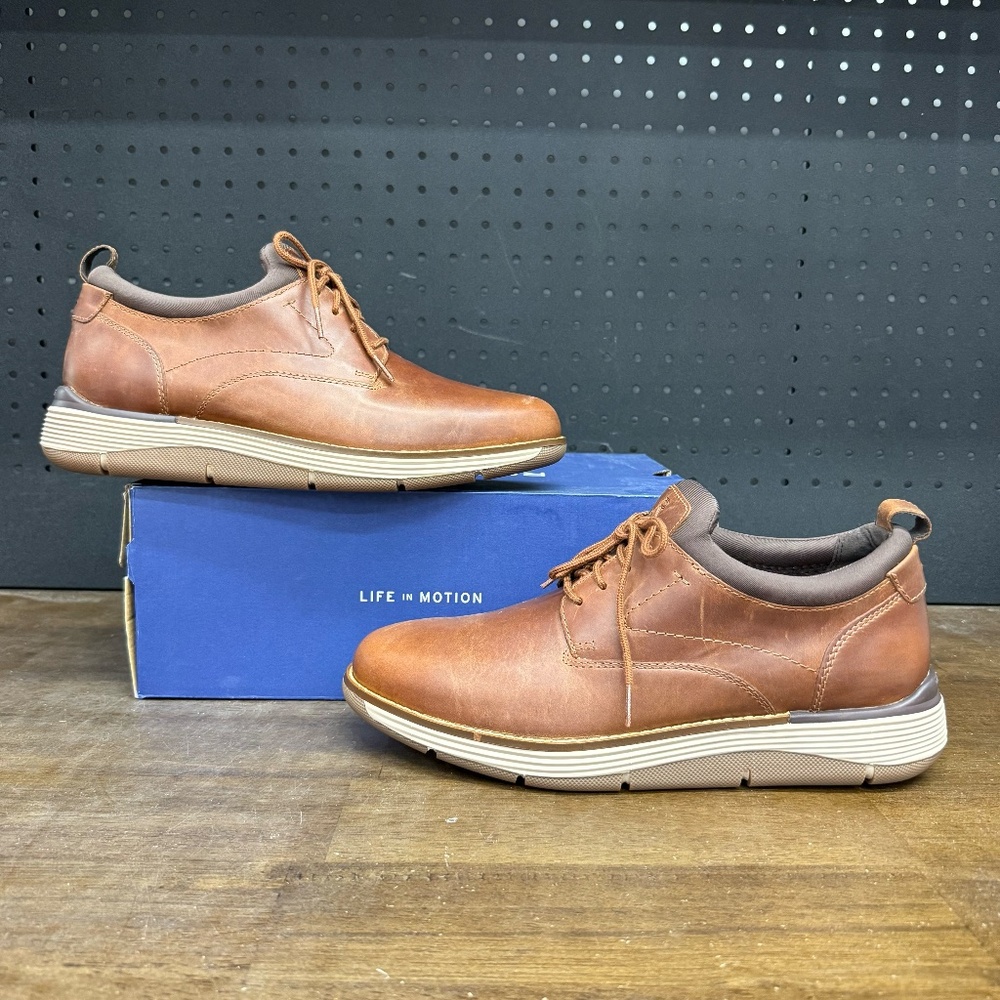 New W/ Box! Men's Rockport Lukah Lace Up Medium Brown Casual Shoes Size 8.5 Wide